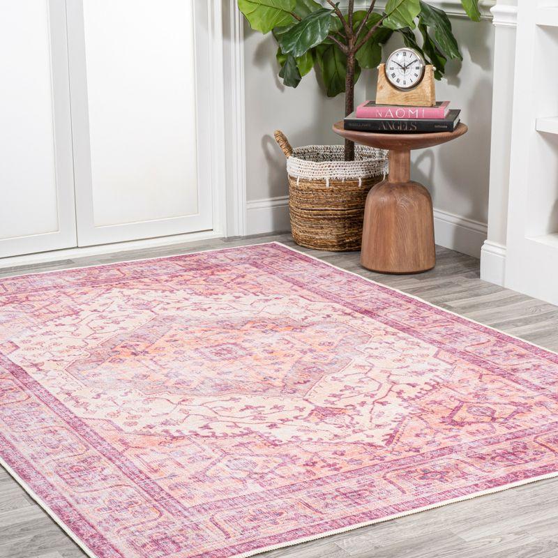 Alacati Medallion Red and Cream Flat Woven Synthetic Area Rug