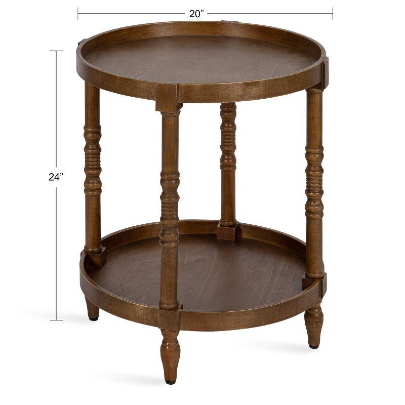 Colonial Rustic Brown Wooden Round Dual-Tier End Table