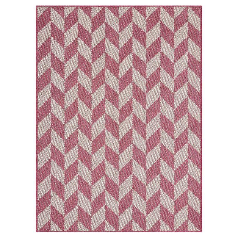 NICOLE MILLER NEW YORK Country Calla Herringbone Indoor/Outdoor Area Rug, Pink/Ivory