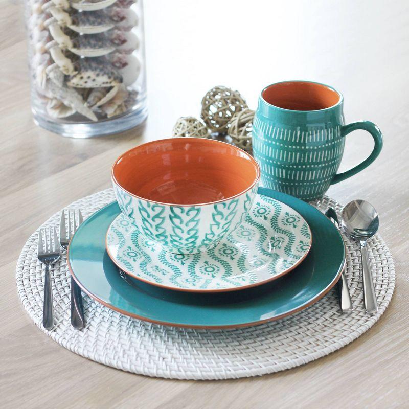 Baum Bros 16pc Stoneware Tangiers Dinnerware Set Turquoise