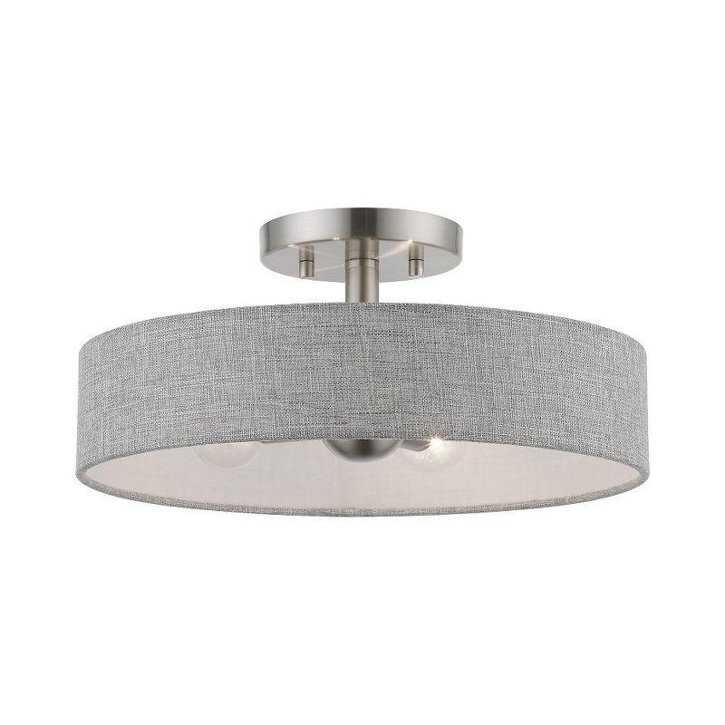 Livex Lighting Elmhurst 4 - Light Semi-Flush Mount in  Brushed Nickel/Shiny White