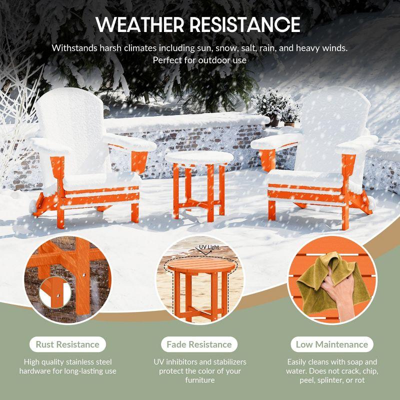 WestinTrends All-Weather Outdoor Patio Round Poly Adirondack Side Table, Orange