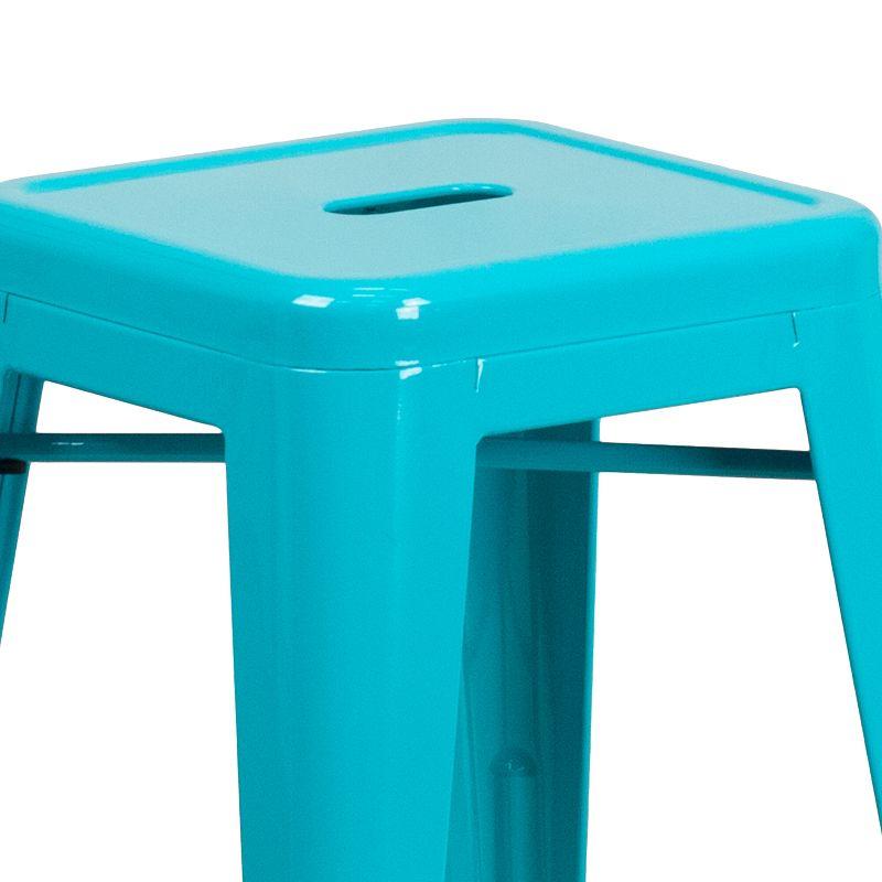 Crystal Teal-Blue 24" Stackable Metal Indoor-Outdoor Counter Stool