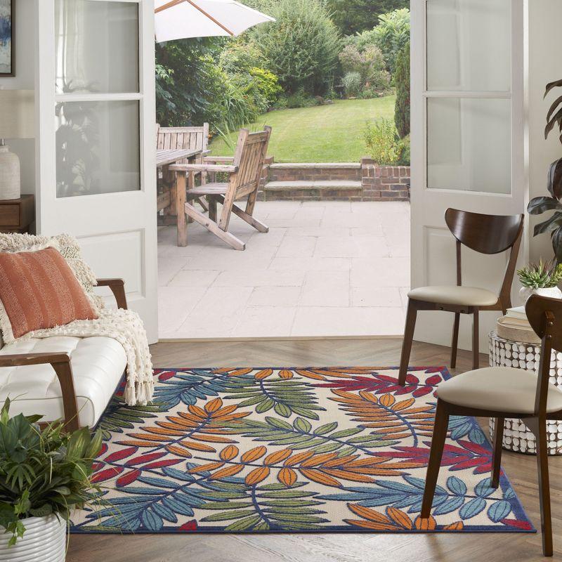 Nourison Aloha Floral Leaf Flatweave High-Low Indoor Outdoor Area Rug Multicolor 6' x 9'