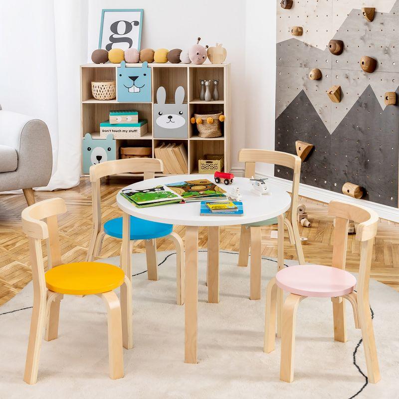 Multicolor Wooden Kids Activity Table and Chair Set with Toy Bricks