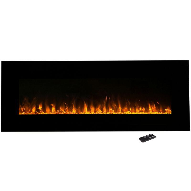 Northwest 54-Inch Black Wall-Mounted Electric Fireplace with Remote