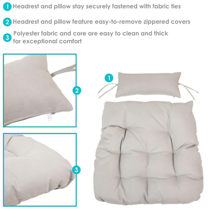 Sunnydaze Outdoor Replacement Headrest and Cushions for Phoebe Hanging Lounge Egg Chair - Gray - 2pc