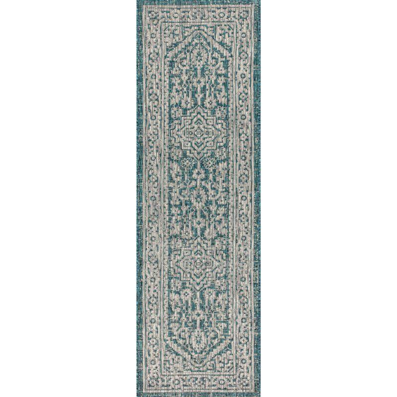 Sinjuri Medallion Textured Weave Indoor/Outdoor Area Rug - JONATHAN Y