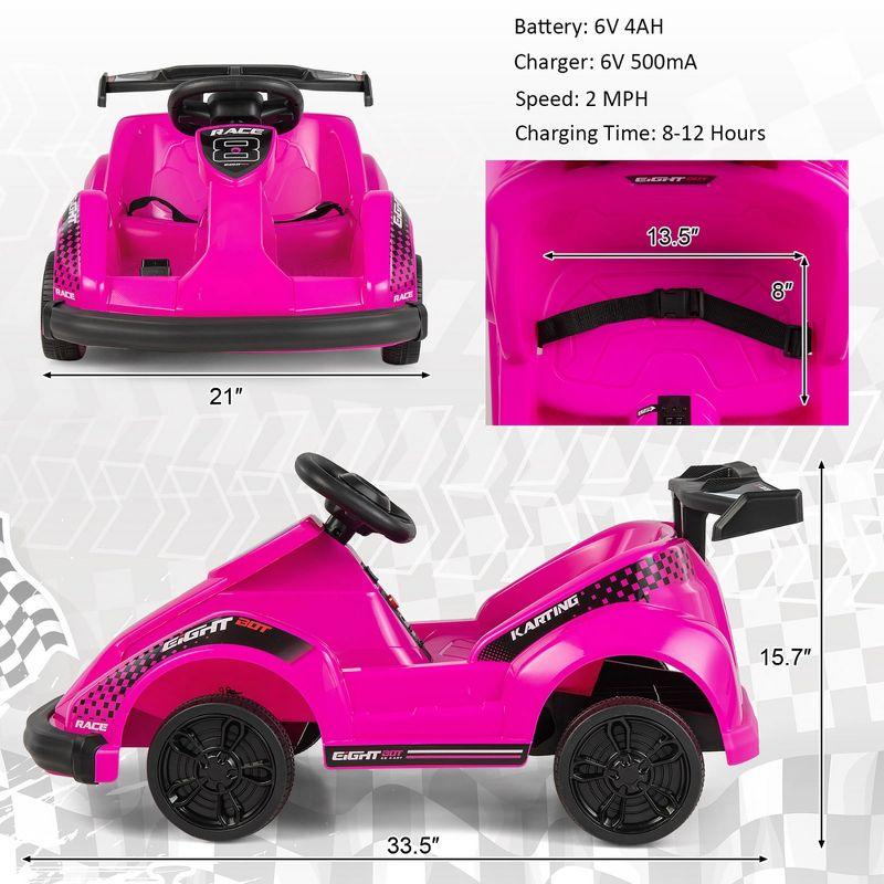 Costway 6V Electric Go Kart for Kids Electric Ride On Car w/ 2.4G Remote Control w/Soft Start Sound and Music Function Pink