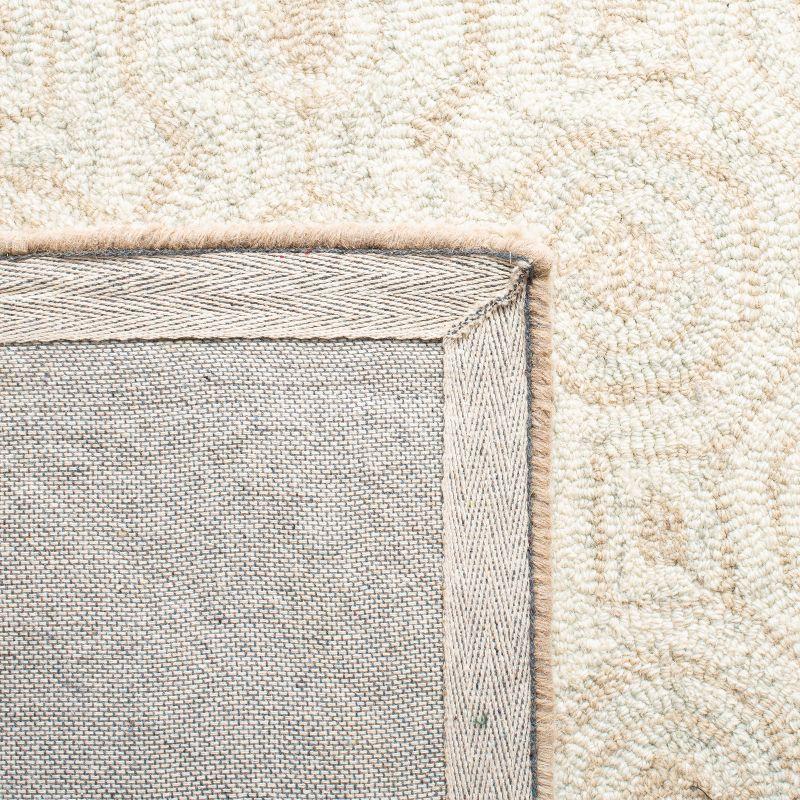 Ivory and Light Green Hand-Tufted Wool Geometric Runner Rug