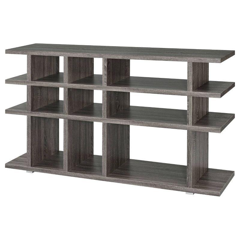 Weathered Gray 4-Shelf Wood Console Bookcase