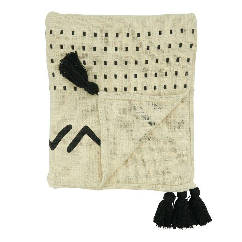 Black and White 100% Cotton Tufted Throw Blanket