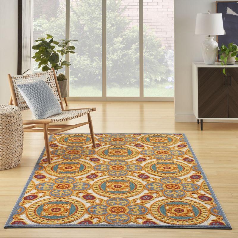 Multicolor Rectangular Synthetic Flat Woven Washable Rug 5'3" x 7'5"