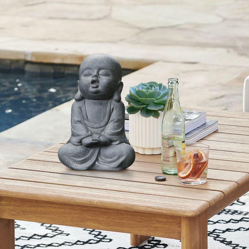 LuxenHome 16.3" LuxenHome Gray MgO Meditating Buddha Garden Statue