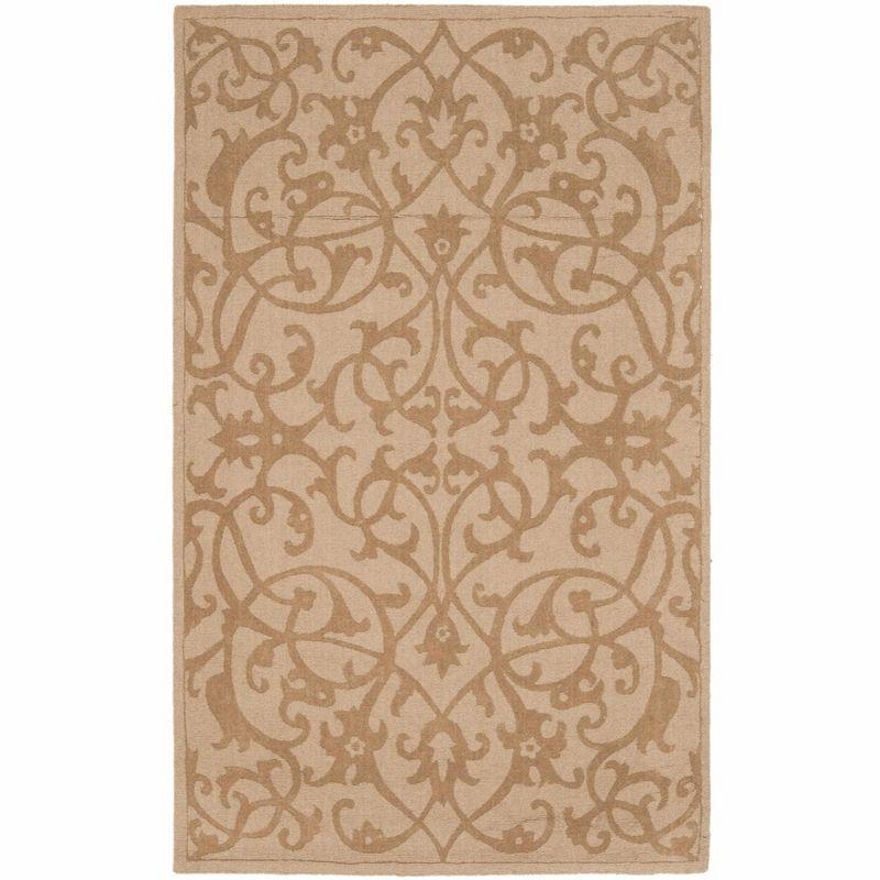 Light Brown Hand-Tufted Wool Rectangular Area Rug 6' x 9'