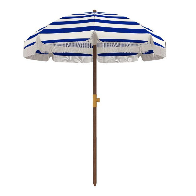 Outsunny 6.2' Beach Umbrella, Ruffled Outdoor Umbrella with Vented Canopy, Carry Bag, Blue Stripe