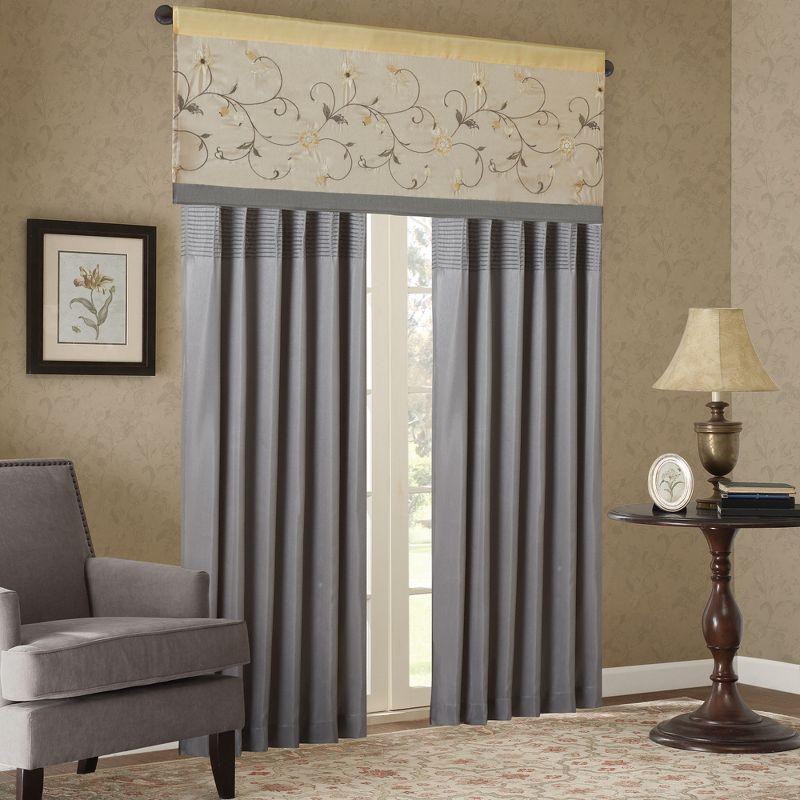 Madison Park Serene Floral Embroidered 50'' W Single Window Valance