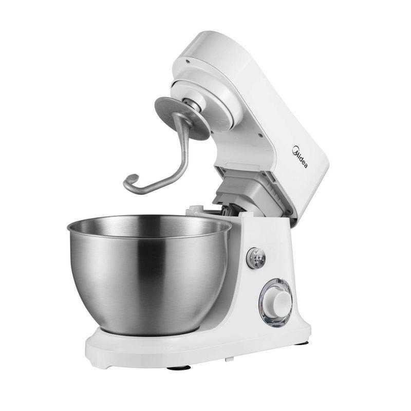 Midea 5qt 6-Speed Stand Mixer White: 300W, Tilt Back Head, 5 Quart Stainless Steel Bowl, Dishwasher-Safe Parts