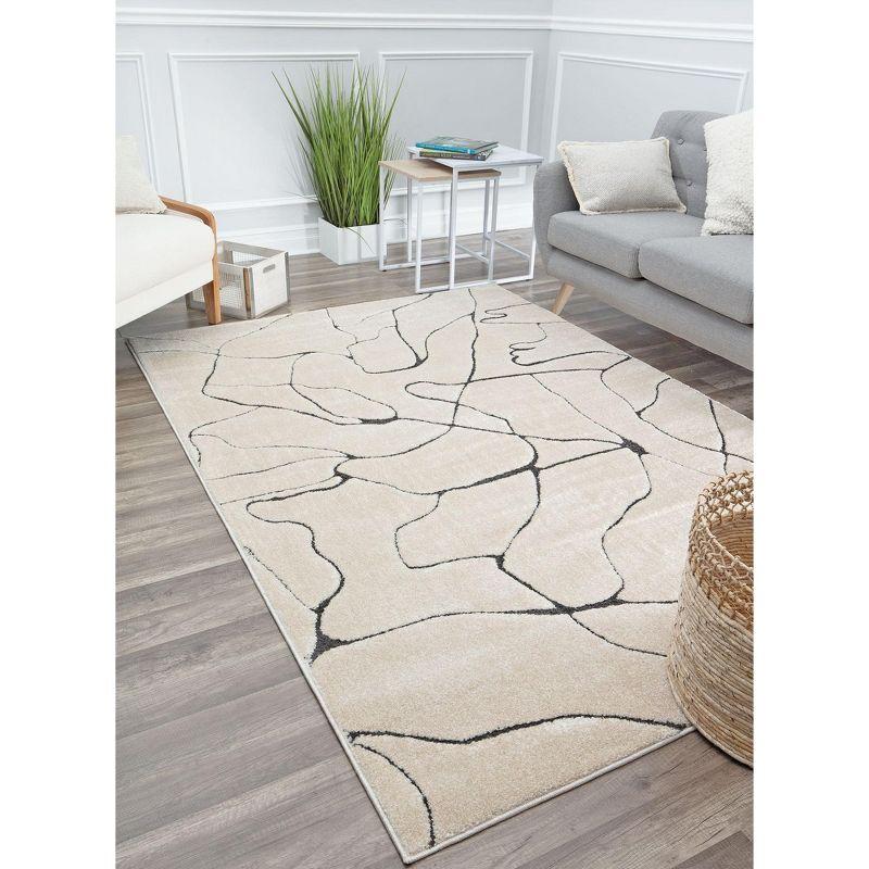 Cadence Marble Cream 2'x4' Rectangular Synthetic Area Rug