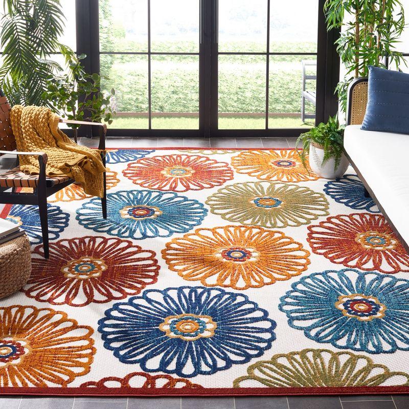 Cabana CBN801 Power Loomed Indoor/Outdoor Area Rug - Creme/Red - 8'x10' - Safavieh.