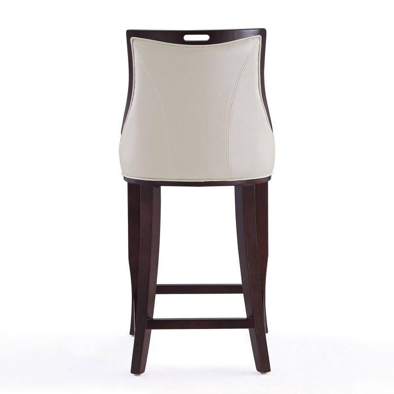 Emperor Upholstered Beech Wood Barstool Pearl White - Manhattan Comfort: Faux Leather, Fixed Height, No Assembly Required