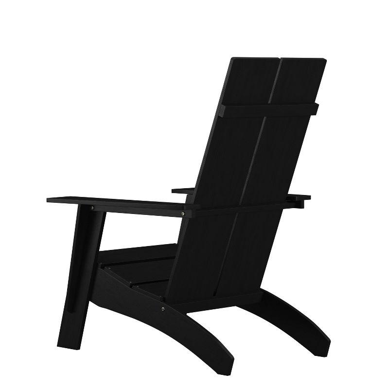 Sleek Modern Black Poly Resin Adirondack Patio Chair