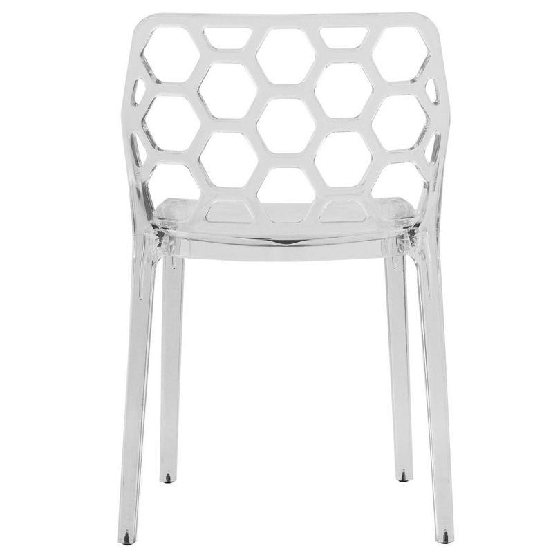 Clear Hexagon Cut-Out Stackable Acrylic Side Chair