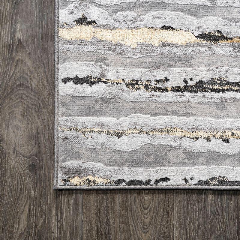 3'x5' Batten Modern Stripe Area Rug, Gray/Black - JONATHAN Y
