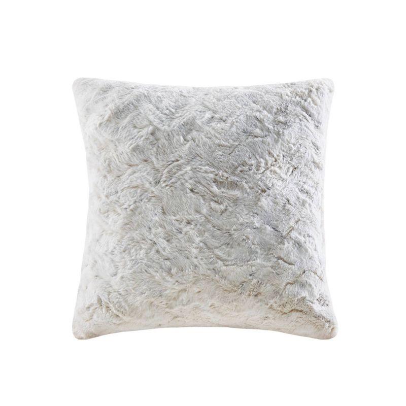 Snow Leopard Faux Fur 20" x 20" Square Throw Pillow