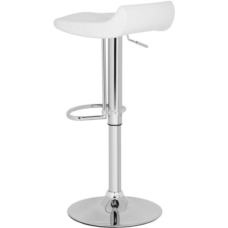 Avish Transitional Swivel Bar Stool in White with Chrome Frame