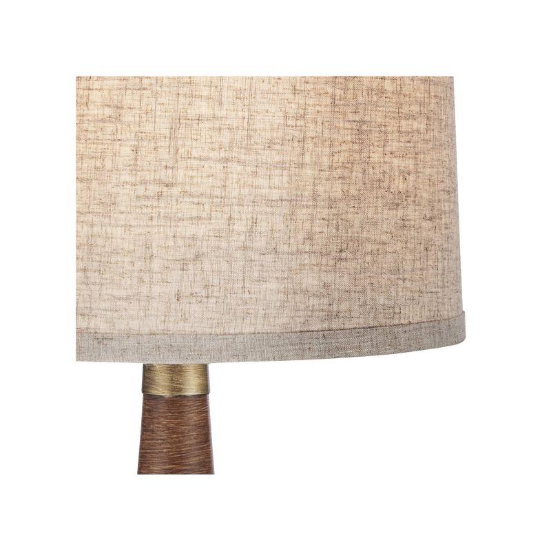 Mid-Century Walnut Faux Wood Table Lamp with Linen Shade