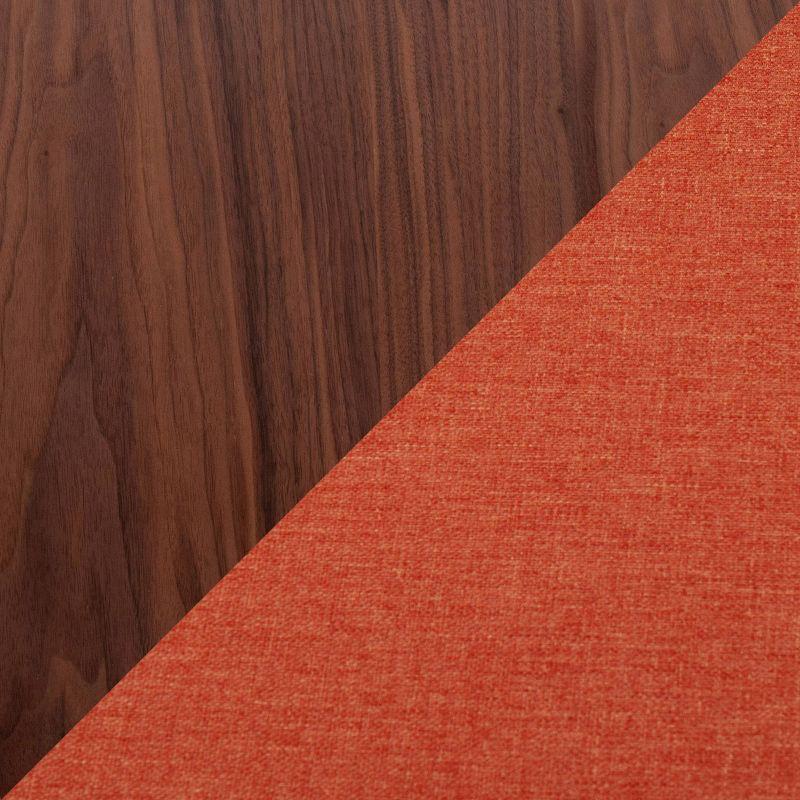 42" Folia Bench Polyester/Wood Walnut/Orange - LumiSource: Plush Seating, Tapered Legs
