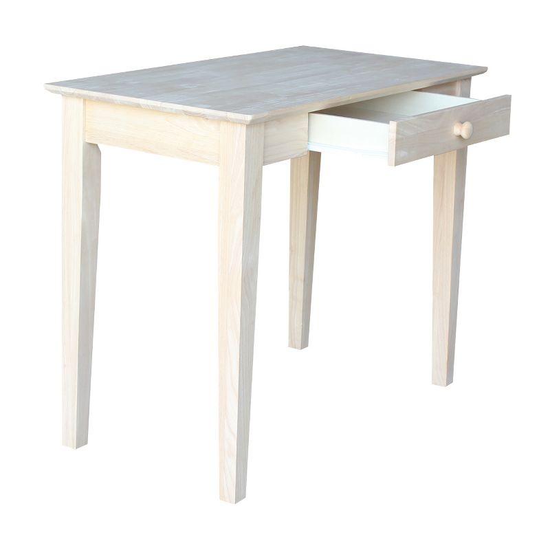 Solid Wood Writing Table Unfinished - International Concepts: 30"H, Hardwood, Narrow Design, 36" Width, Space Saver