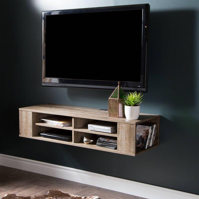 Sleek 48" Black Wall-Mounted Media Console with Open Storage