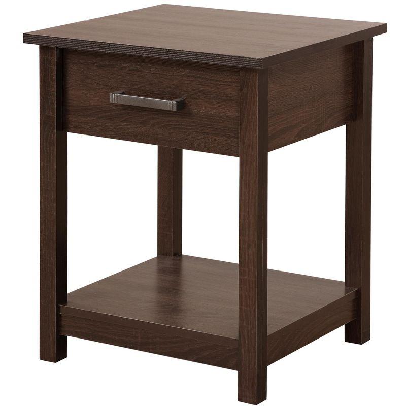 Salem Dark Brown 1-Drawer Nightstand with Open Shelf