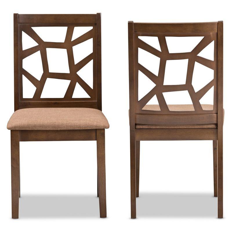 Abilene Mid-Century Light Brown Fabric and Walnut Wood Dining Chair Set