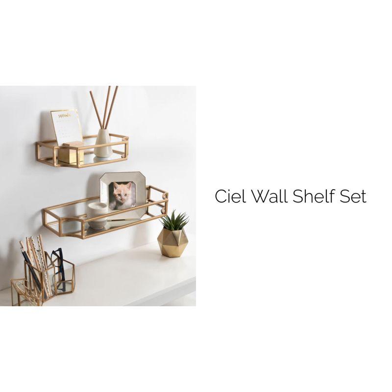 Kate & Laurel All Things Decor 2pc Ciel Metal Wall Shelf Set Gold: MDF Floating Shelves, No Assembly Required