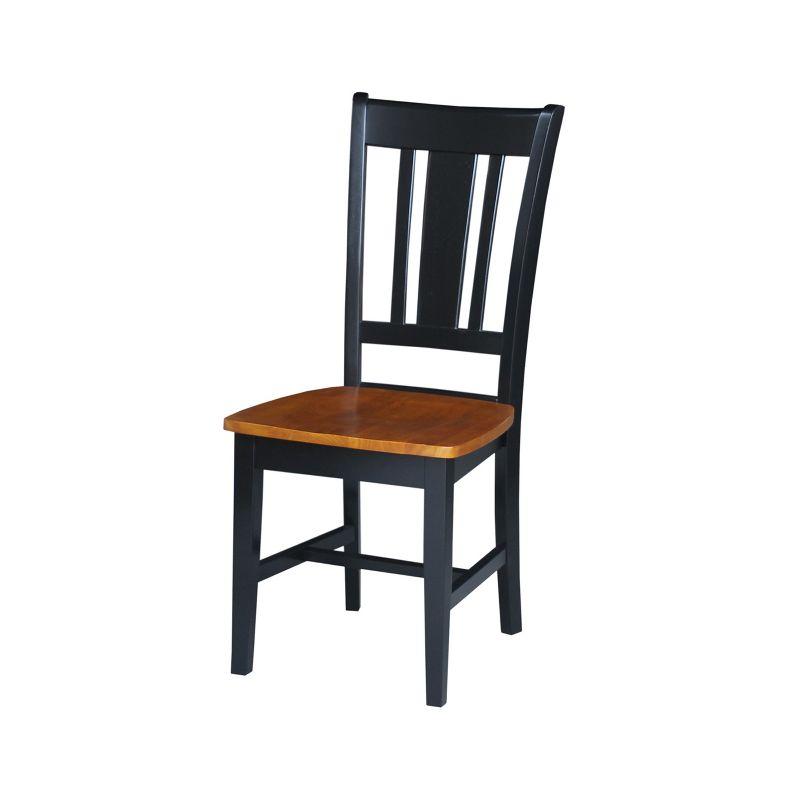 Elegant Slat-Back Side Chair Set in Black and Cherry Wood