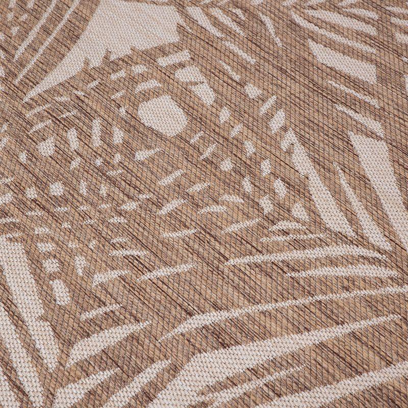 World Rug Gallery Contemporary Palm Leaf Textured Flat Weave Indoor/Outdoor Area Rug - BROWN 5' X 7'