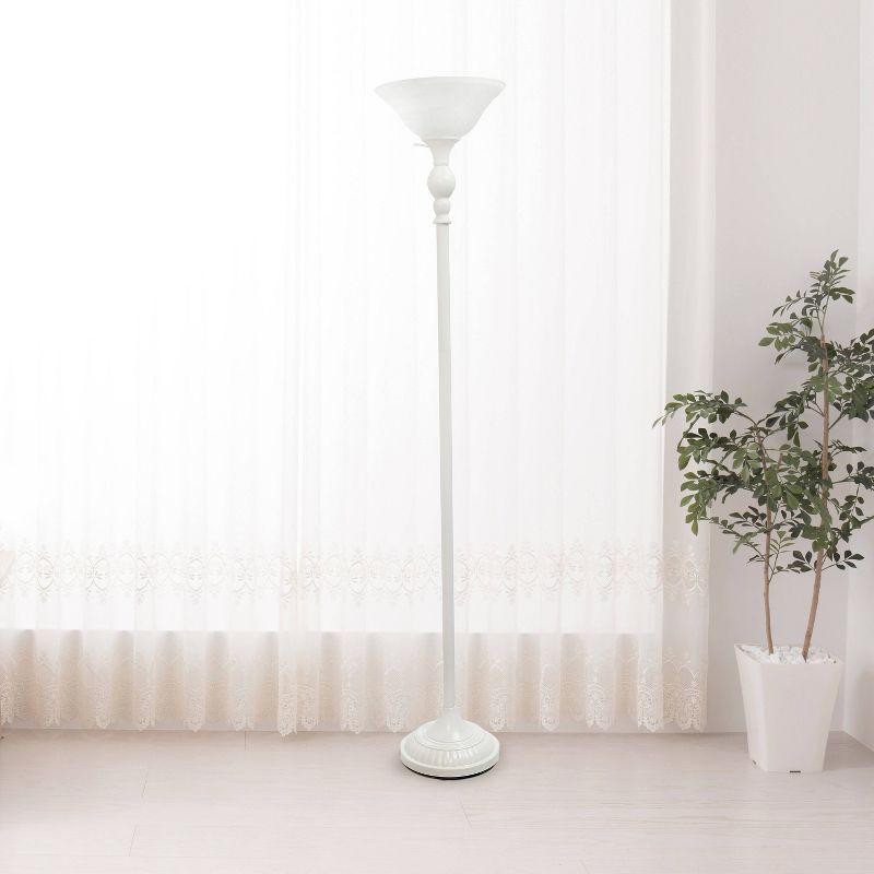 1-Light Torchiere Floor Lamp with Marbleized Glass Shade - Elegant Designs