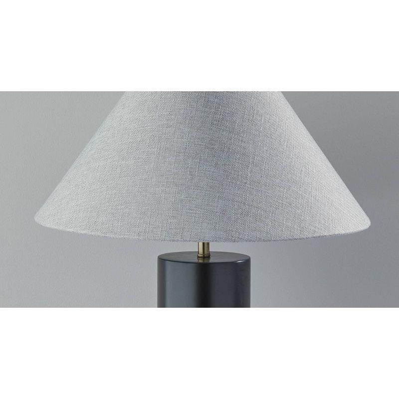 Black Poplar Wood Table Lamp with Light Gray Shade