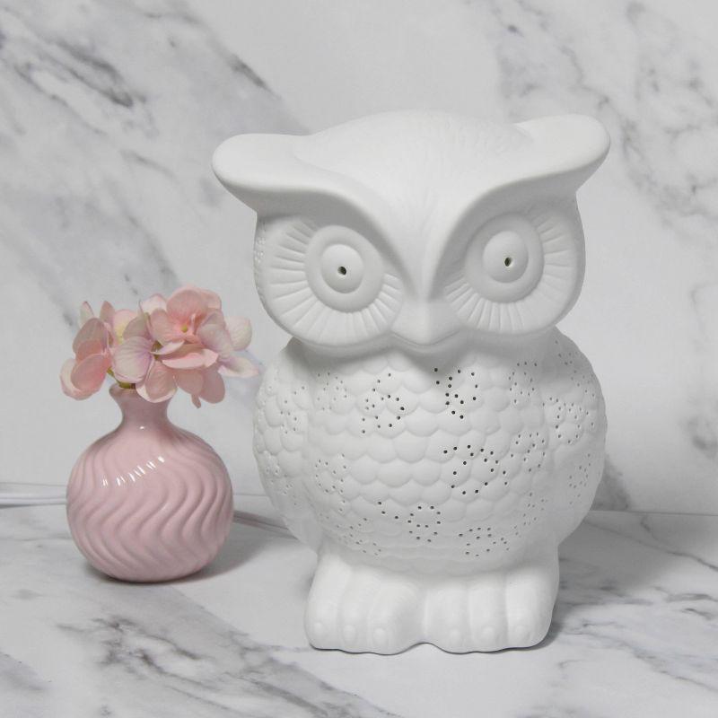 Porcelain Wise Owl Shaped Animal Light Table Lamp - Simple Designs: Ceramic Nightstand Decor, ETL Listed