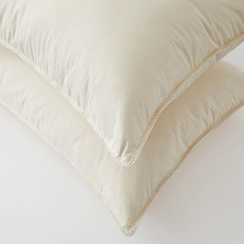Peace Nest 100% Organic Cotton Down Feather Bed Pillows Set of 2, Pillow-in-a-pillow design, Non-Gusset, Standard