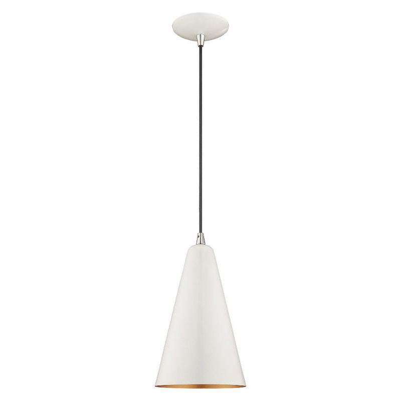 Livex Lighting Metal Shade 1 - Light Pendant in  Shiny White