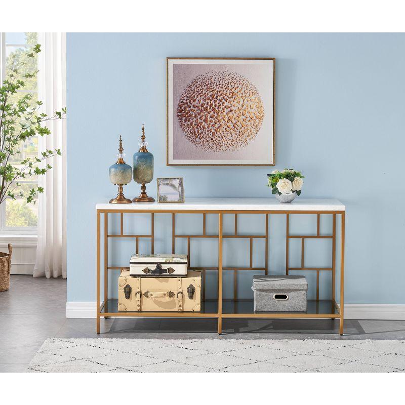 Slay Console Table Marble/Gold - Treasure Trove Accents