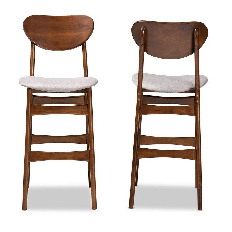 2pc Katya Wood Barstool Set Walnut Brown/Gray - Baxton Studio