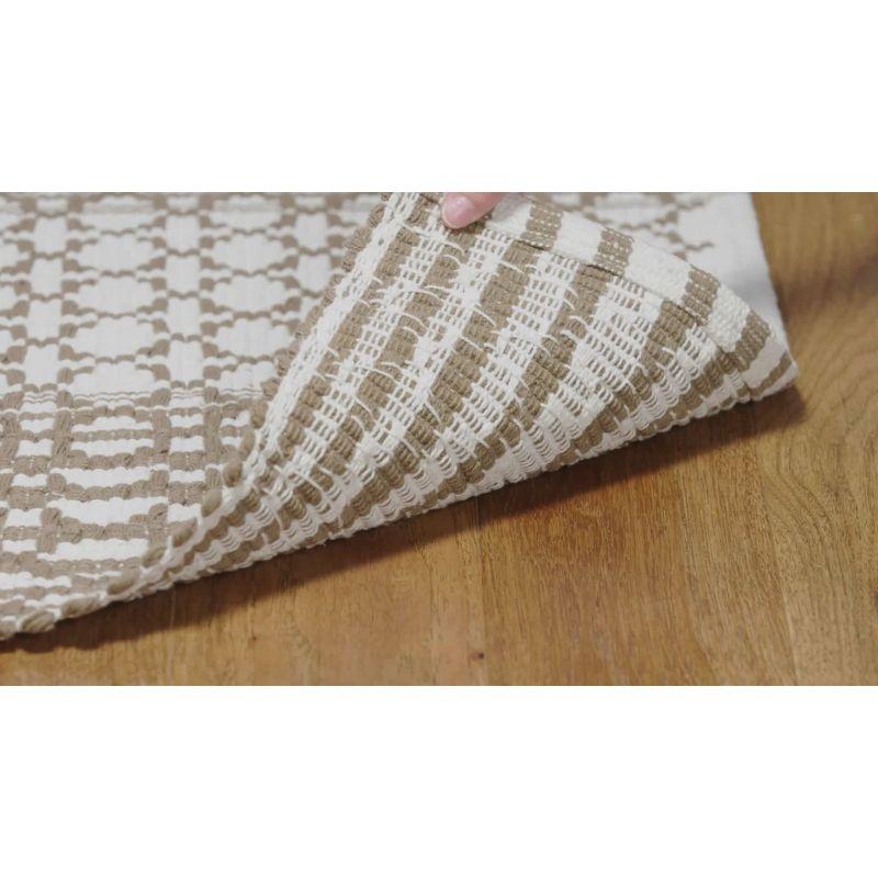 Ivory and Black Cotton Flat Woven Handmade Area Rug - 5' x 8'