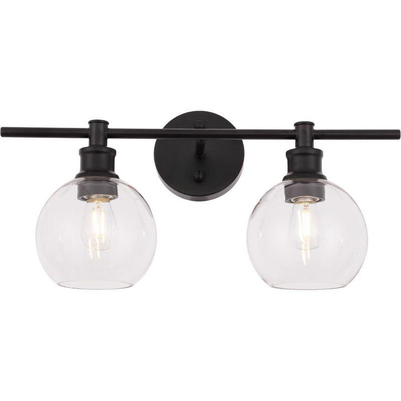 Elegant Lighting Collier 2 light Black and Clear glass Wall sconce