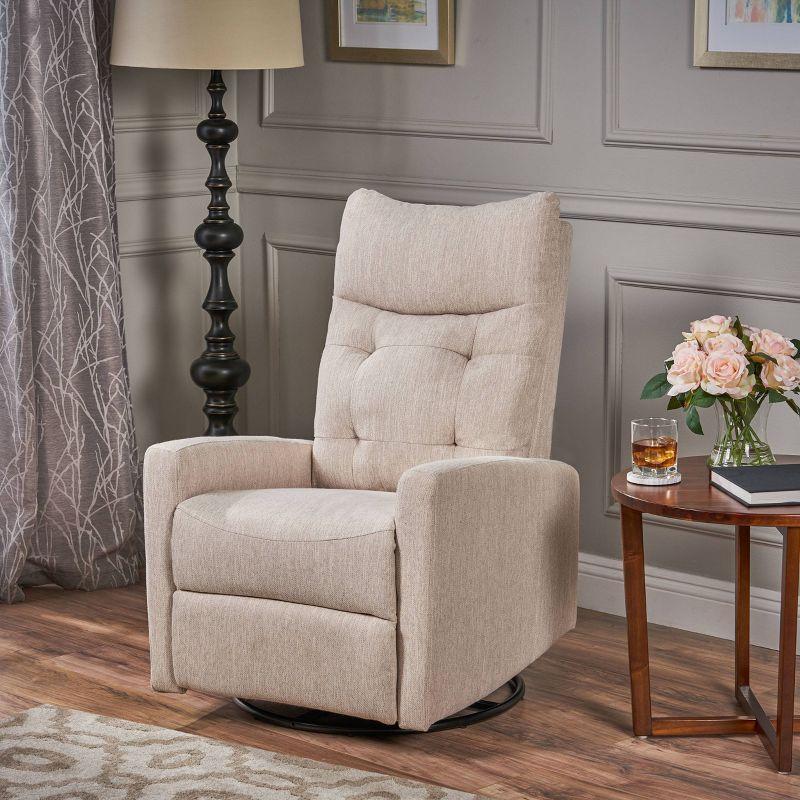 Christopher Knight Home Woodglen Contemporary Glider Swivel Recliner Beige: Upholstered Polyester, Wood Frame