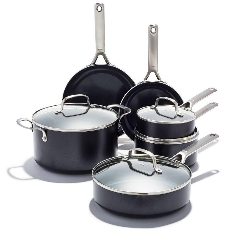 OXO Agility Black Aluminum 10-Piece Nonstick Cookware Set